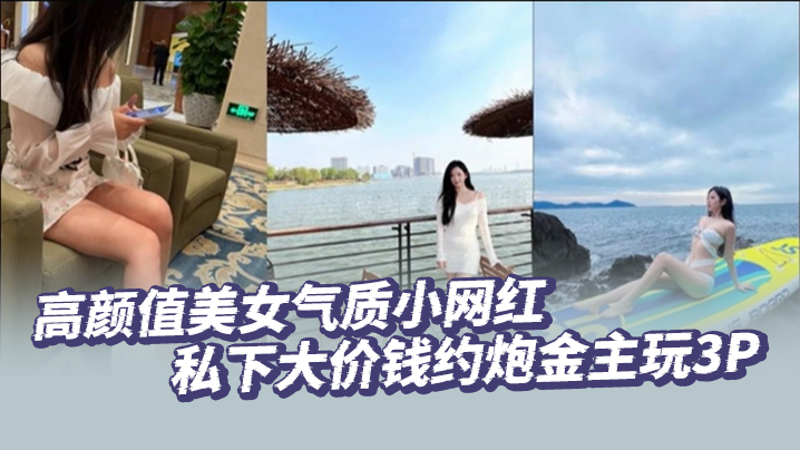 高颜值美女气质小网红私下大价钱约炮金主玩3P，大哥肏的太生猛了把套子都干漏了